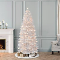 6ft. Pre-Lit White Carson Artificial Pine Christmas Tree, Clear Lights