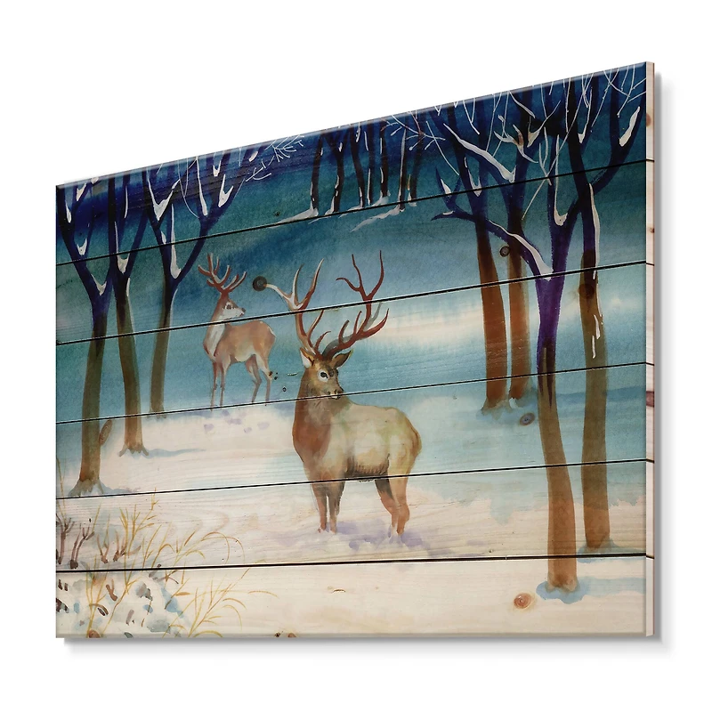 Designart - Winter Landscape With Deers