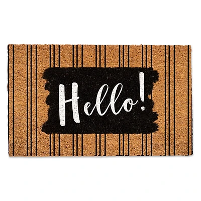 Hello Black Stripes Doormat