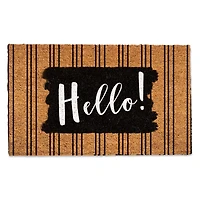 Hello Black Stripes Doormat