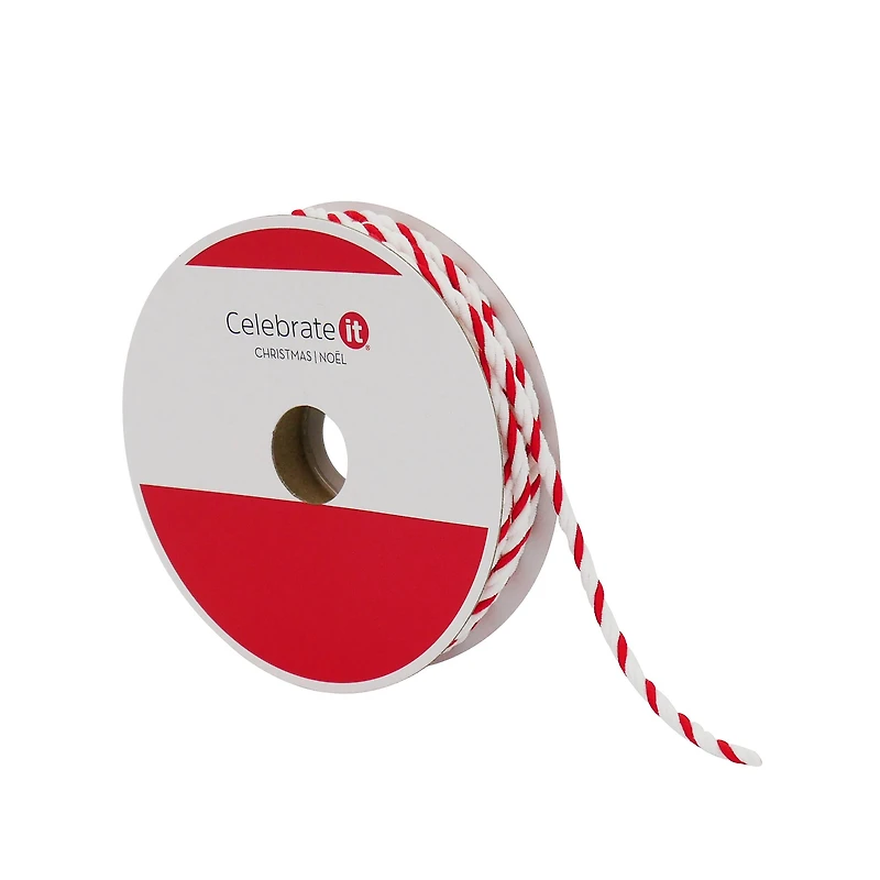 1/10" x 30ft. Red & White Cording Ribbon by Celebrate It®