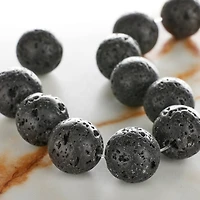 Black Natural Lava Round Beads, 12mm by Bead Landing™