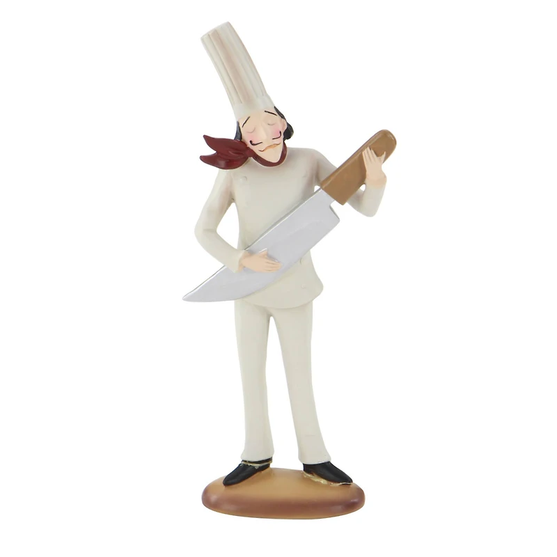 White Polystone Traditional Chef Sculptures, Set of 3