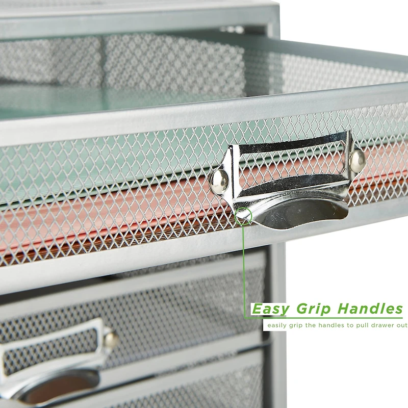 Mind Reader Silver 5 Drawer Heavy Duty Cabinet