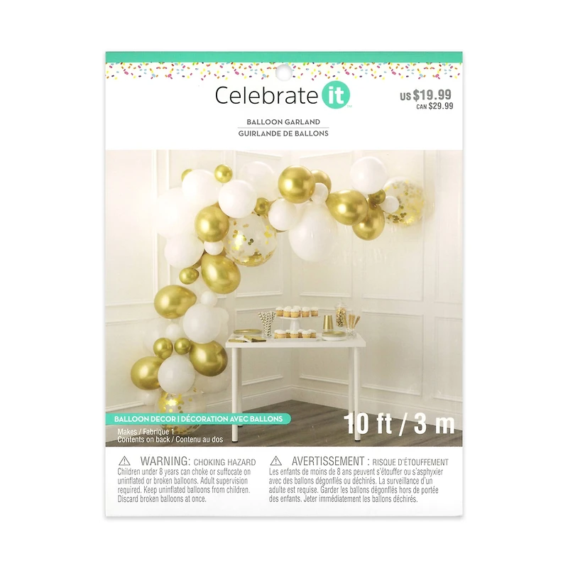 10ft. Gold & White Balloon Garland by Celebrate It™