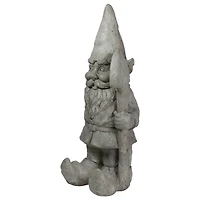 18.5" Gray Gardener Gnome with Shovel Outdoor Garden Statue