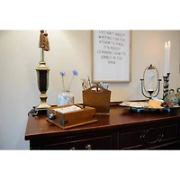 Hello Honey® 9.6" Square Wood Napkin Holder with Metal Bar