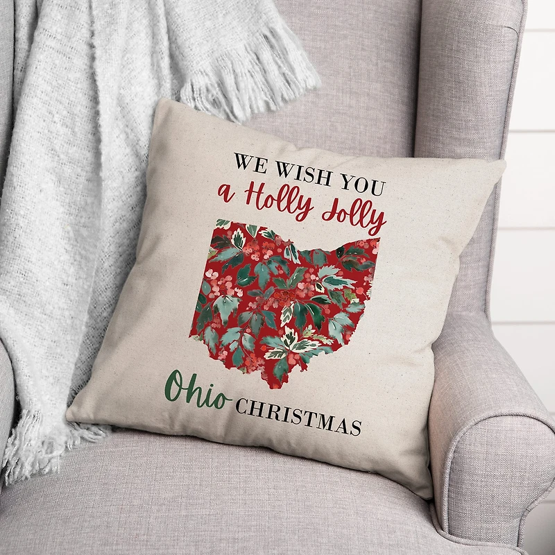 We Wish You a Holly Jolly Ohio Christmas Throw Pillow