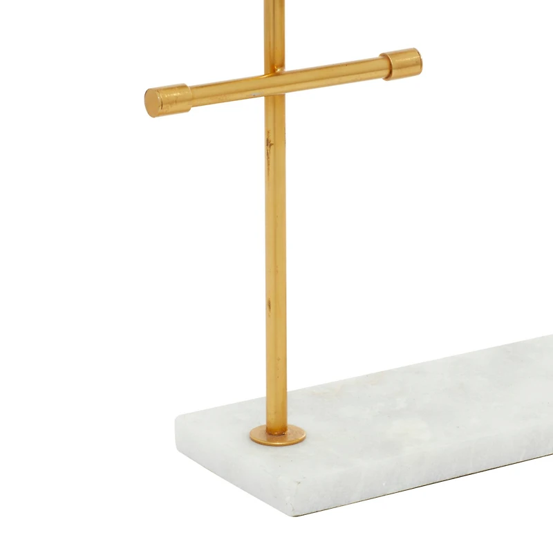 Gold Marble Modern Jewelry Stand, 13" x 12" x 4"