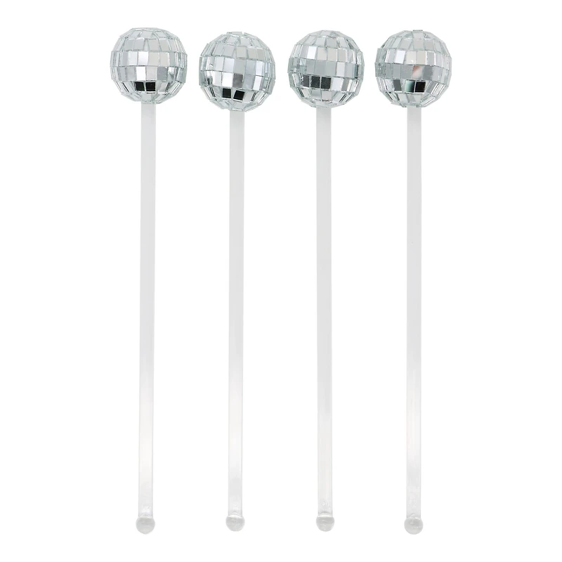 Silver Disco Ball Drink Stirrers, 4ct. by Ashland®