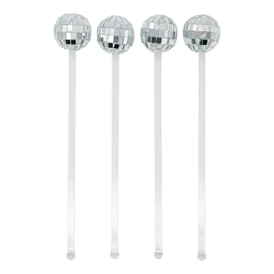Silver Disco Ball Drink Stirrers, 4ct. by Ashland®