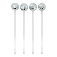 Silver Disco Ball Drink Stirrers, 4ct. by Ashland®