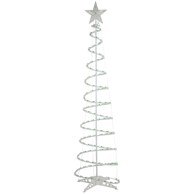 Green Lighted Spiral Christmas Trees Set
