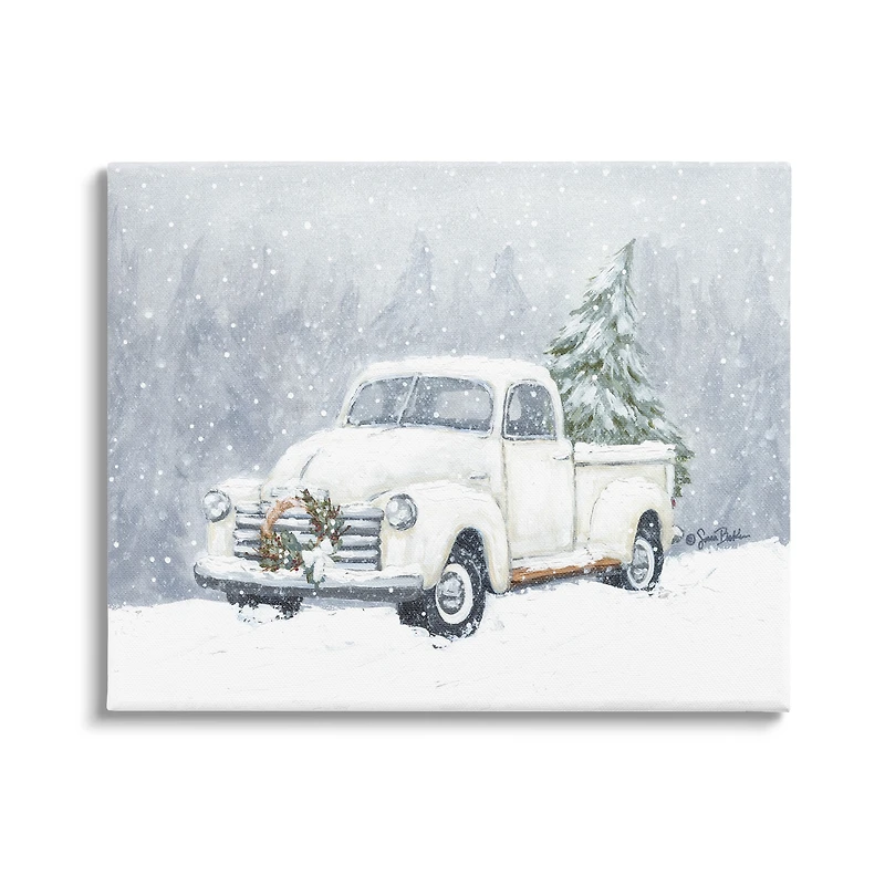 Stupell Industries Seasonal Niveous Snow Truck Scene Canvas Wall Art