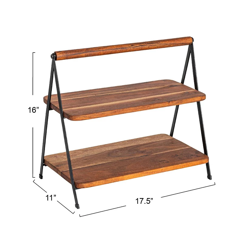  Hello Honey® 2 Tier Acacia Wood Stand
