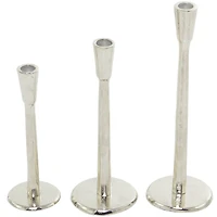 The Novogratz Silver Aluminum Tapered Candle Holder Set