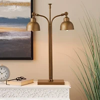 2ft. Brass Stainless Steel Desk Lamp with Double Shades