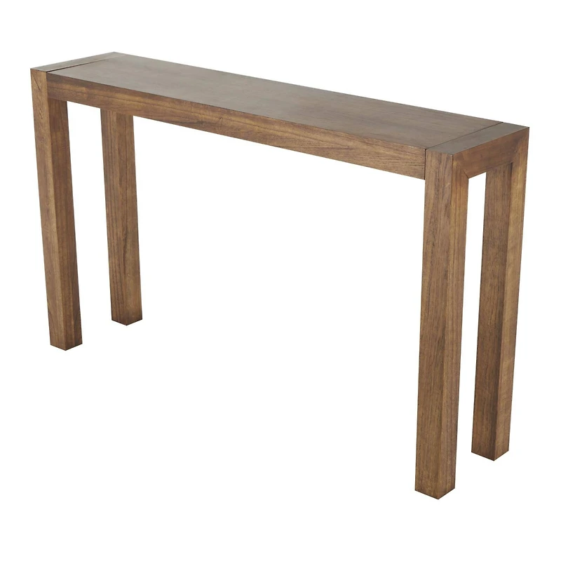 Brown Wood Console Table with Bench