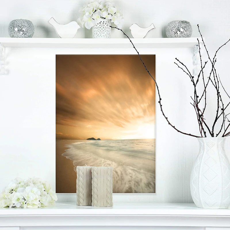 Designart - Beautiful Brown Beach at Sunset
