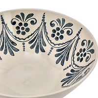 Hello Honey® Cream & Blue Patterned Hand Stamped Stoneware Bowl Set