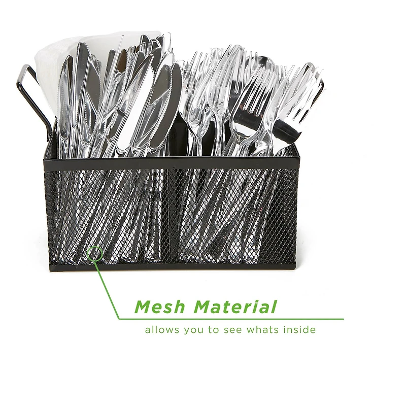 Mind Reader Black 4-Section Metal Mesh Storage Caddy