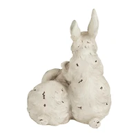 White Farmhouse Rabbits Garden Sculpture, 8" x 9" x 11"