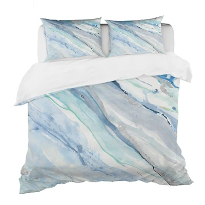 Designart Blue Silver Spring II Farmhouse Duvet Cover Set