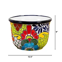 12.5" Handmade Mexican Talavera Ceramic Planter