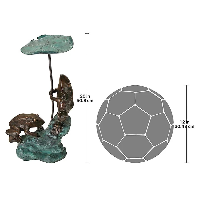 Design Toscano 20" Lily Pad Umbrella Frogs Solid Cast Bronze Garden Statue