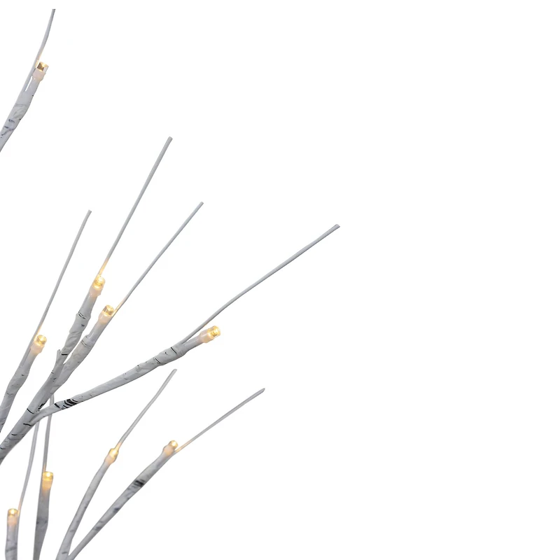 24" Pre-Lit Twig Artificial Christmas Tree with White Square Base, Warm White LED Lights