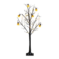 4ft. Pre-Lit Artificial Halloween Pumpkins and Skulls Ornament Tree with 64 Warm White LED Lights