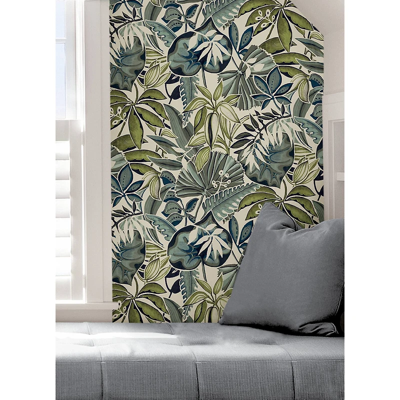 Caroline et Bettina Slate Feuilles Peel & Stick Wallpaper
