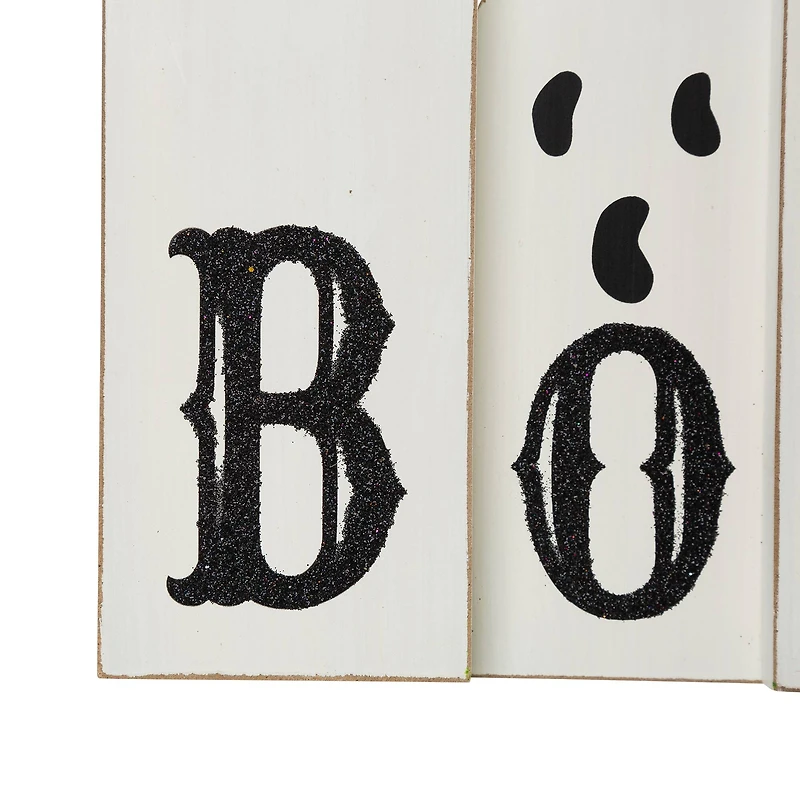 Glitzhome® 12" Ghost Halloween Wooden Table Decor