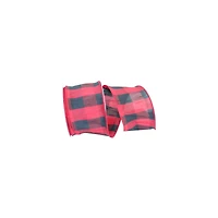 Reliant 2.5" x 20yd. Dupioni Buffalo Plaid Wired Ribbon