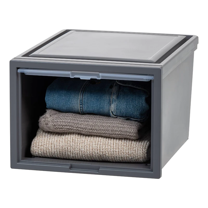 Iris® Gray Deep Box Chest With Sliding Door, 3 Pack