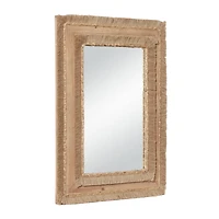36" Brown Bohemian Style Wood Wall Mirror