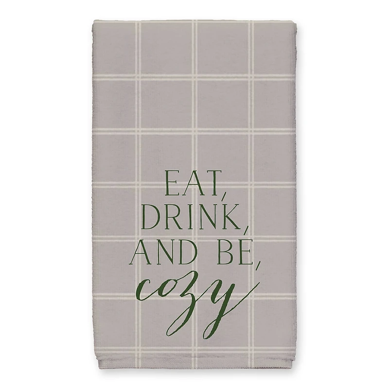 Be Cozy Gray and White Check Tea Towel - Set of 2