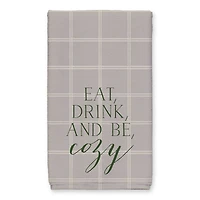 Be Cozy Gray and White Check Tea Towel - Set of 2