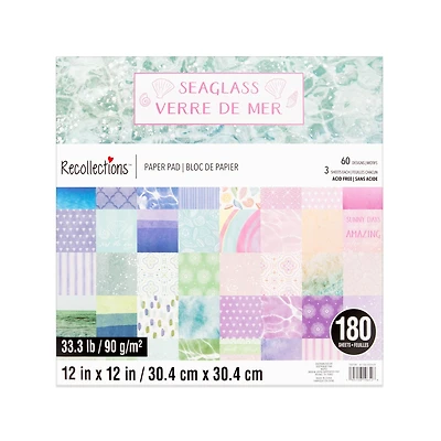 12" x 12" Seaglass Paper Pad by Recollections™, 180 Sheets