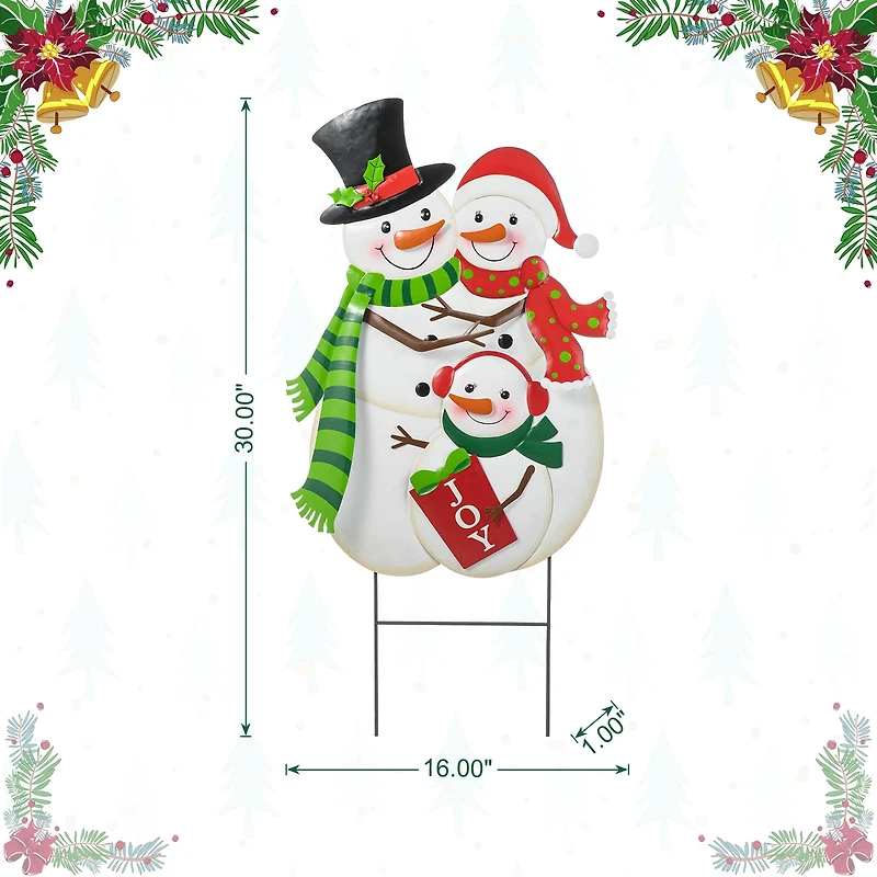 Glitzhome® 2.5ft. Metal Snowman Family Yard Stake