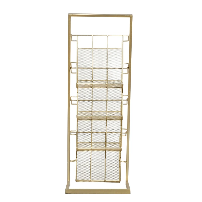 Gold Contemporary Tabletop Metal Magazine Rack