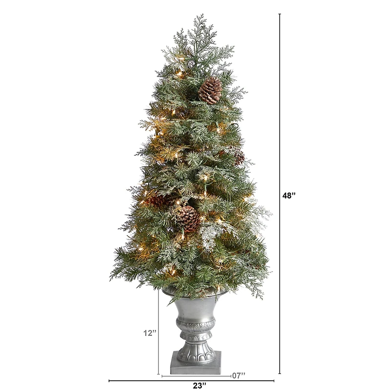 4ft. Pre-Lit English Pine Artificial Christmas Tree, Warm White LED Lights