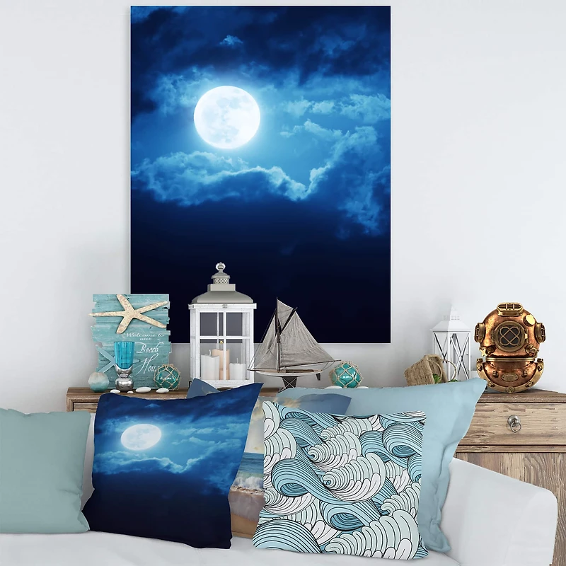 Designart - Full Moon In Cloudy Night Sky III