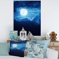 Designart - Full Moon In Cloudy Night Sky III