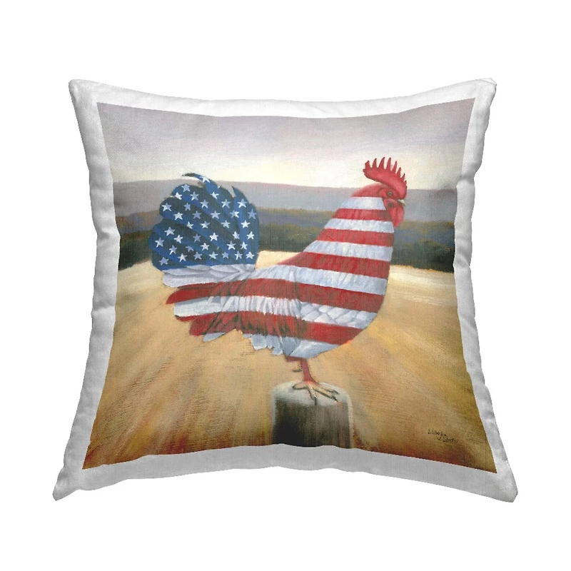 Stupell Industries American Flag Rooster Decorative Printed Throw Pillow