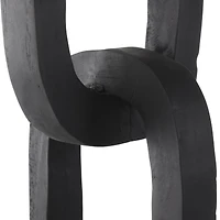 32" Black Teak Wood 3-Link Chain Sculpture with Stand