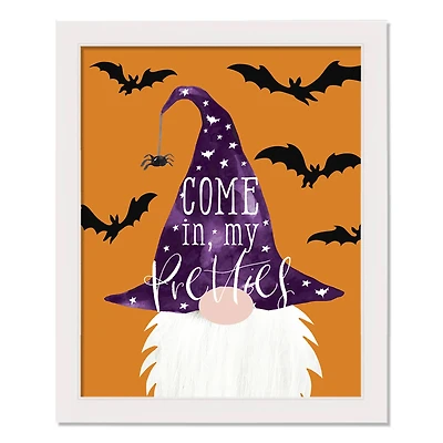 Come in My Pretties Gnome White Framed Print Wall Art