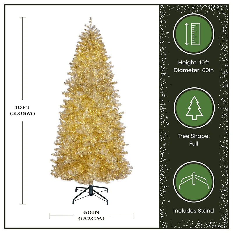10ft. Pre-Lit Platinum Metallic Evergreen Artificial Christmas Tree