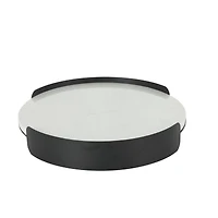 15.75" White Marble Round Living Room Décor Tray with Black Metal Frame