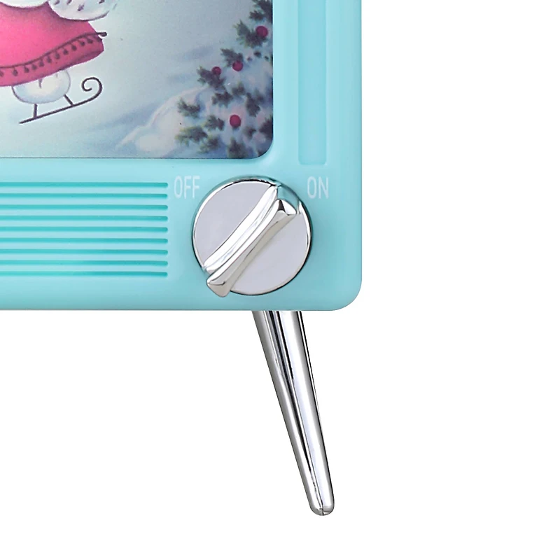 Teal Plastic Musical LED TV Ornament